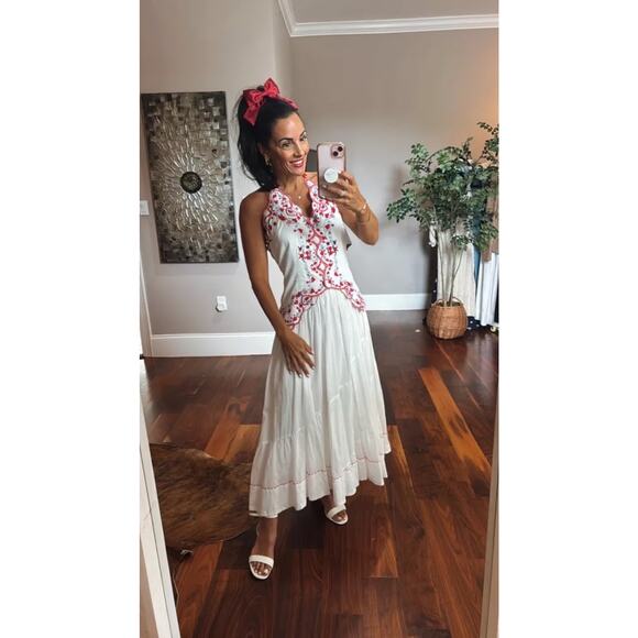 Free People Valenciana Embroidered Halter Midi Dress - Picture 1 of 9